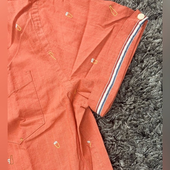 Jachs NY Men's Short Sleeve red Collar Button Down Shirt Size Medium - Picture 7 of 14